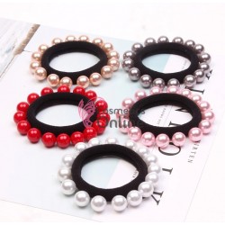 Elastice pentru codite Cod EL023 DD, set 6 bucati Negre cu Perle Color